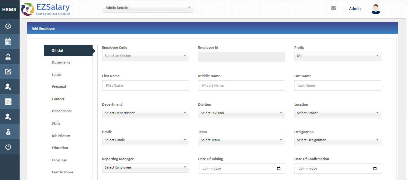 Classysoft HRMS Dashboard
